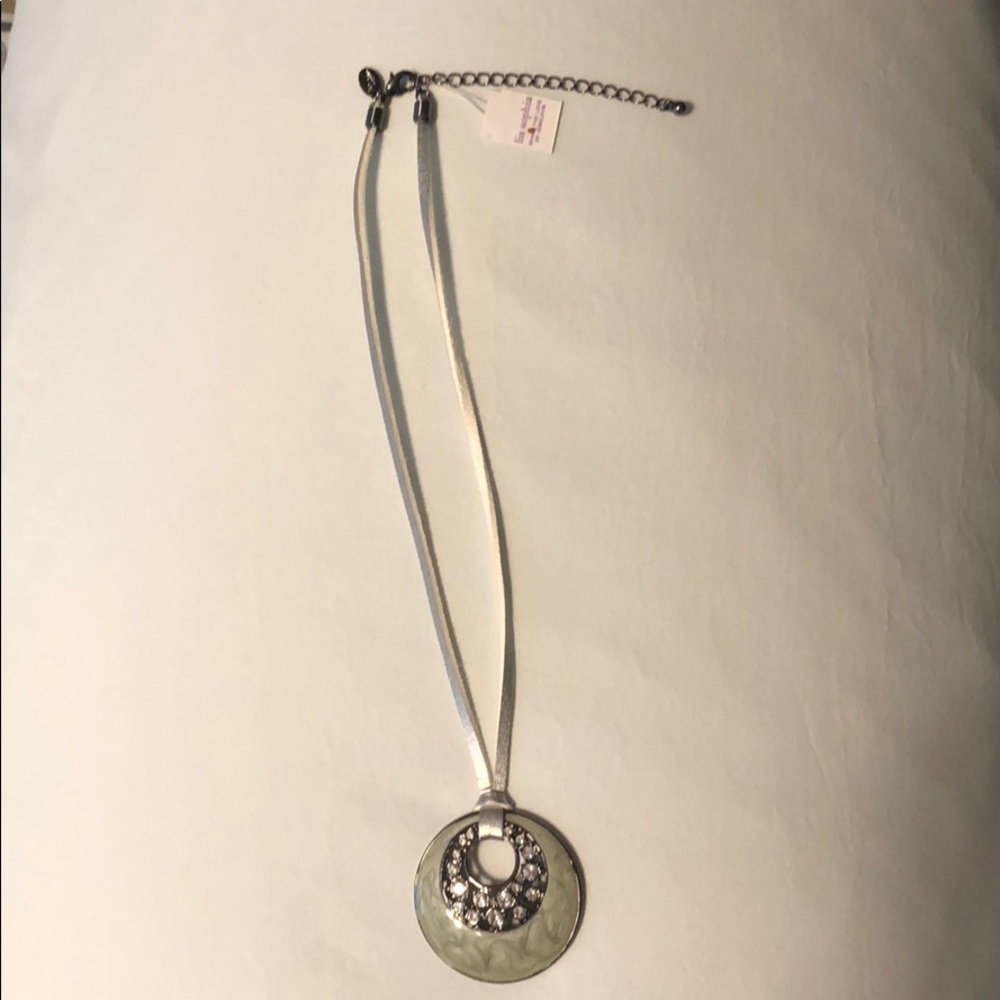 Lia Sophia Enamel Pendant on leather necklace